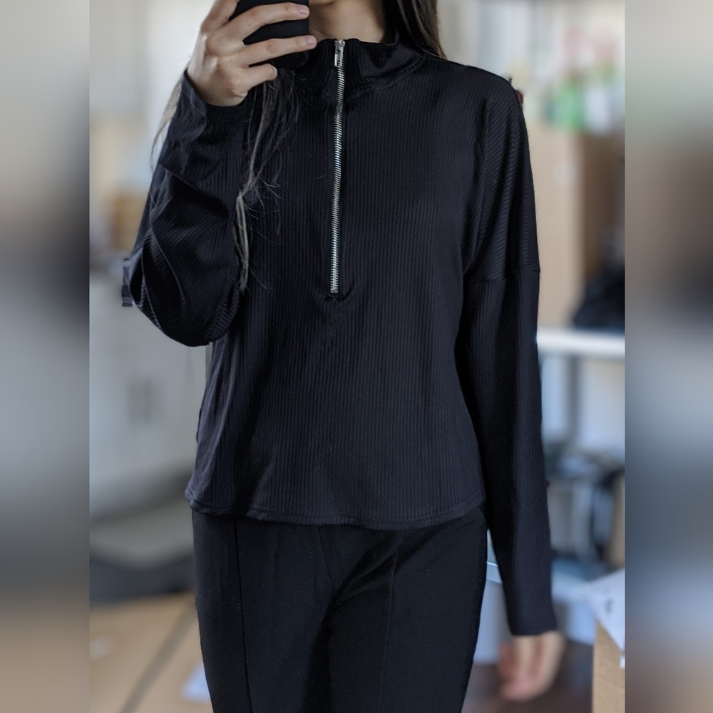 Shein quarter zip long sleeve top